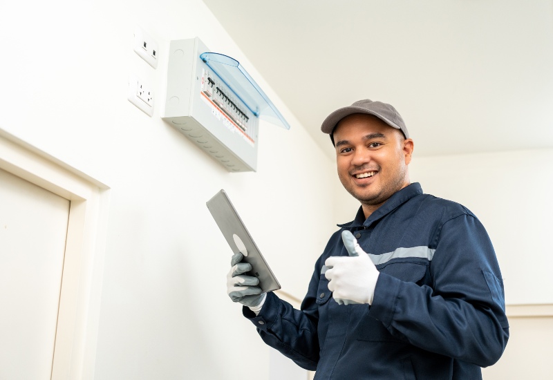 Technician Fixing an Electric Fuse at Home in Port St. Lucie, FL