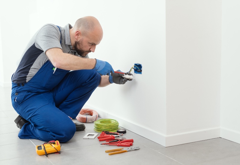 An Electrician from Brighter Days Electric Is Repairing an Electrical Switch in St. Port Lucie, FL