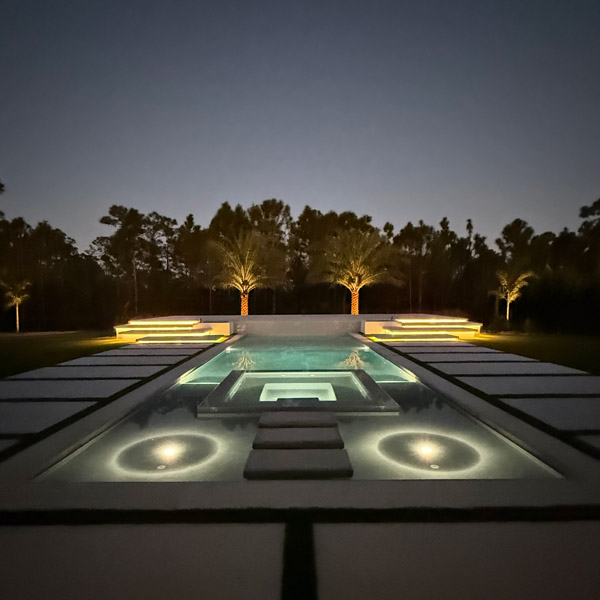 Evening View of Low Voltage Outdoor Lighting in Palm Beach, FL